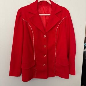 Vintage Women's Blazer with White/red trim and buttons